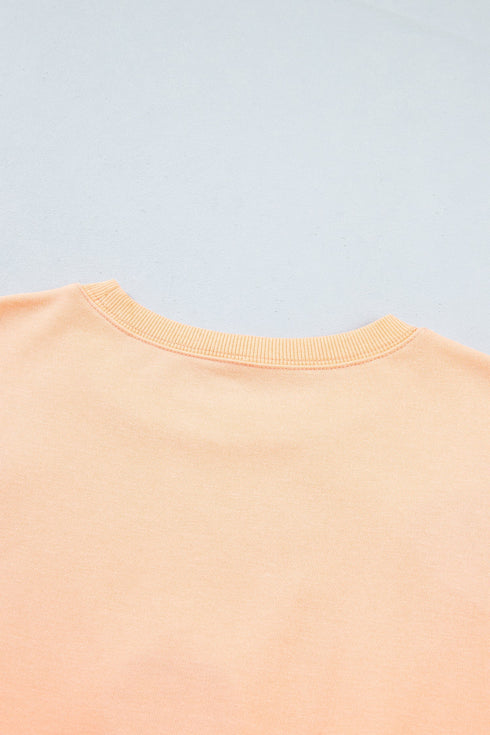 Embroidered Pumpkin Graphic Face Drop Shoulder Sweatshirt