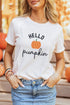 Embroidered Pumpkin Slogan Short Sleeve Casual Graphic Tee