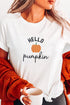 Embroidered Pumpkin Slogan Short Sleeve Casual Graphic Tee