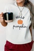 Embroidered Pumpkin Slogan Short Sleeve Casual Graphic Tee
