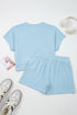 Embroidered Rugby Bow Graphic Relaxed Tee And Shorts Set