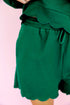 Embroidered Scallop Trim Half Button Pullover Active Short Set