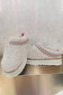 Embroidered Sherpa Plush Thick Sole Bootie Slippers