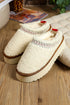 Embroidered Sherpa Plush Thick Sole Bootie Slippers