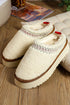 Embroidered Sherpa Plush Thick Sole Bootie Slippers
