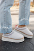Embroidered Sherpa Plush Thick Sole Bootie Slippers