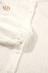 Embroidered Sleeve Crinkle Gauze Button Down Shirt