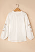 Embroidered Sleeve Crinkle Gauze Button Down Shirt