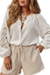 Embroidered Sleeve Crinkle Gauze Button Down Shirt