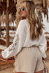 Embroidered Sleeve Crinkle Gauze Button Down Shirt