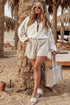 Embroidered Sleeve Crinkle Gauze Button Down Shirt