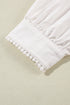 Embroidered Sleeve Ruffled Collar Button Up Shirt