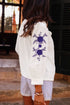 Embroidered Sleeve Ruffled Collar Button Up Shirt