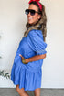 Embroidered Smocked V Neck Puff Sleeve A Line Mini Dress