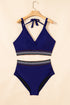 Embroidered Trim Wrap Tie High Waisted Plus Size Swimwear