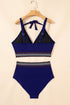 Embroidered Trim Wrap Tie High Waisted Plus Size Swimwear