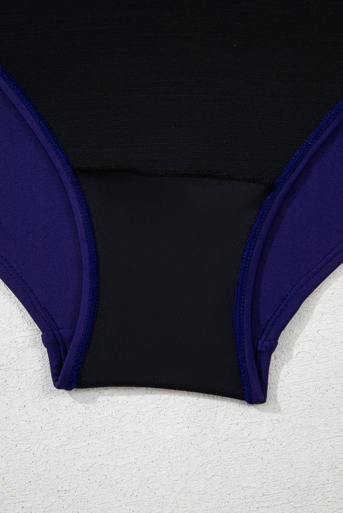 Embroidered Trim Wrap Tie High Waisted Plus Size Swimwear