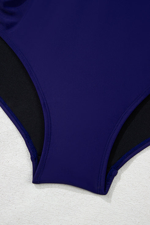 Embroidered Trim Wrap Tie High Waisted Plus Size Swimwear