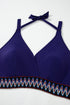 Embroidered Trim Wrap Tie High Waisted Plus Size Swimwear
