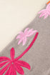 Embroidered Tropical Leaf Sleeve Knit Pullover Sweater