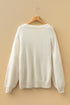 Embroidered Tropical Leaf Sleeve Knit Pullover Sweater