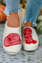 Embroidered Western Graphic Plush Sherpa House Slippers