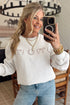 Embroidered Western Print Statement Everyday Casual Sweatshirt
