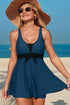 Empire Waist Bow Front V Neck Swim Dress