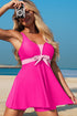 Empire Waist Bow Front V Neck Swim Dress