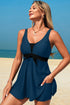 Empire Waist Bow Front V Neck Swim Dress