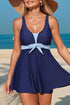 Empire Waist Bow Front V Neck Swim Dress