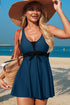 Empire Waist Bow Front V Neck Swim Dress