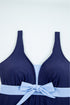 Empire Waist Bow Front V Neck Swim Dress