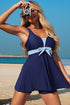 Empire Waist Bow Front V Neck Swim Dress