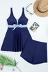 Empire Waist Bow Front V Neck Swim Dress