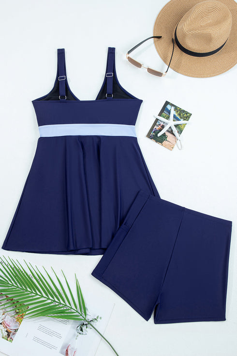 Empire Waist Bow Front V Neck Swim Dress