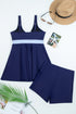 Empire Waist Bow Front V Neck Swim Dress