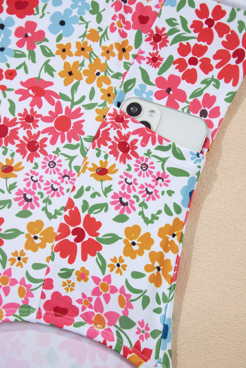 Empire Waist Ditsy Floral Print Swim Dress