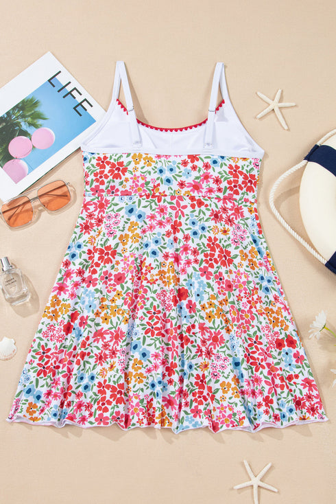 Empire Waist Ditsy Floral Print Swim Dress