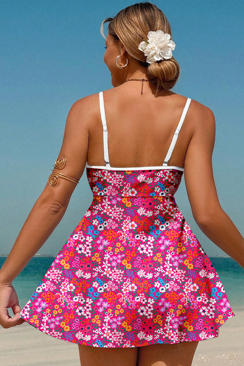 Empire Waist Ditsy Floral Print Swim Dress