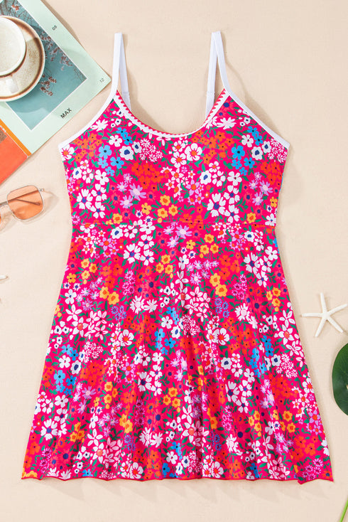 Empire Waist Ditsy Floral Print Swim Dress