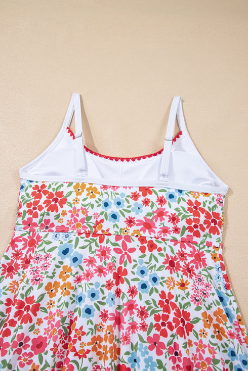 Empire Waist Ditsy Floral Print Swim Dress