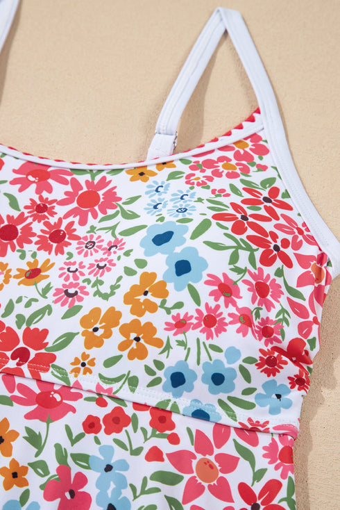Empire Waist Ditsy Floral Print Swim Dress