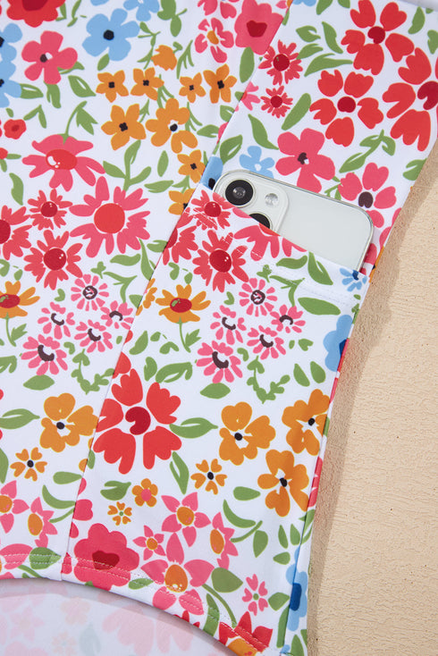 Empire Waist Ditsy Floral Print Swim Dress