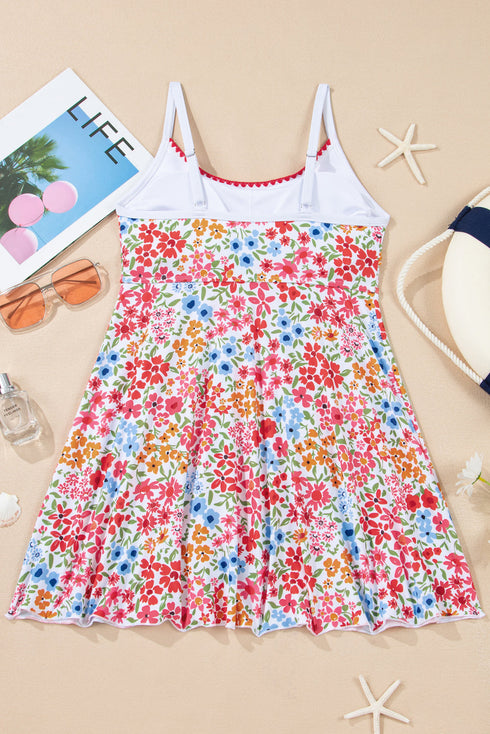 Empire Waist Ditsy Floral Print Swim Dress