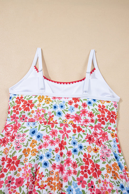 Empire Waist Ditsy Floral Print Swim Dress