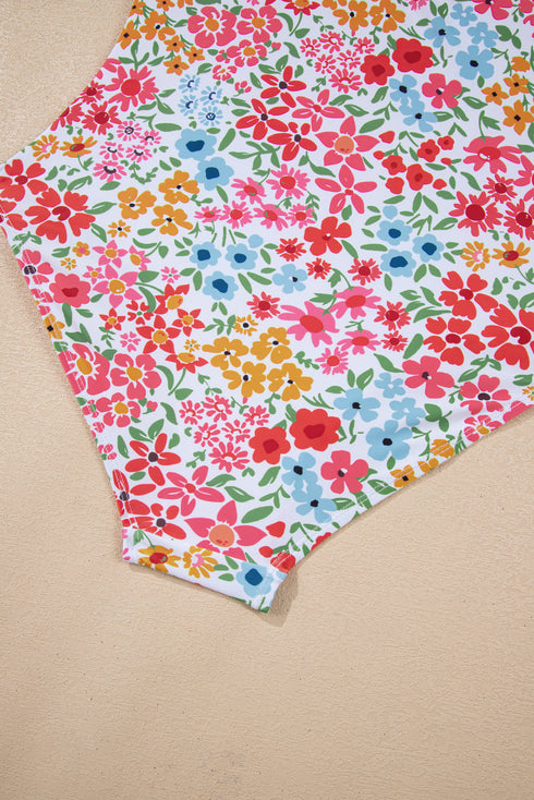 Empire Waist Ditsy Floral Print Swim Dress