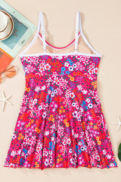 Empire Waist Ditsy Floral Print Swim Dress