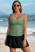 Empire Waist Ruched Side Tie Tankini Set