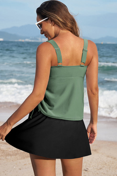 Empire Waist Ruched Side Tie Tankini Set